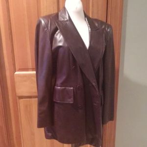 Womens Genuine VINTAGE Lamb Leather Coat, Size 8, Burgundy, by Siena Studio